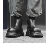 Botas Chelsea para hombre, botas de cuero con mangas de otoño, aumento de altura interior, estilo británico, botas Martin cortas informales 22720-J 38
