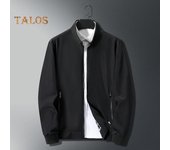 Chaqueta de hombre con cuello alto, manga larga, cierre de cremallera, estilo hip hop, color liso, corte holgado, ropa de trabajo con bolsillos laterales L negro