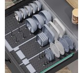 Rejilla telescópica para secar platos, cuencos, ollas, tapas, organizador de cocina ajustable, cajón separado para secar platos