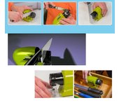 Afilador de amoladora eléctrica de cocina, herramienta de afilado para herramientas domésticas dentadas rectas, tijeras, herramientas de precisión verde