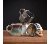 Tazas de café y té de cerámica de forma irregular de 300 ml, tazas retro para café con leche, tazas de escritorio para el hogar y la cocina, tazas de mano 300ml