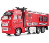 Modelo de camión cisterna de agua de aleación 1/32, vehículo de transporte de incendios de simulación, coche de juguete de inercia de tracción trasera, coche de juguete de metal para niños 1/32-Size:18.5*9*5cm rojo
