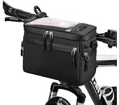 Bolsa para manillar de bicicleta, bolsa para tubo delantero de bicicleta, alforja para bicicleta, bolsa de hombro, bolsa portadora negro