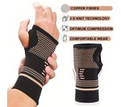 1 pieza/manguito de compresión de cobre para muñeca, manguito elástico para soporte de muñeca, manguito para soporte de mano para deportes S marrón