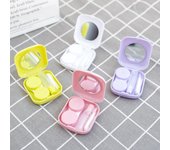 Color macarrón estuches para lentillas oculares chica negro púrpura lentes de contacto estuche contenedor con pinzas de silicona Mini caja de bolsillo negro