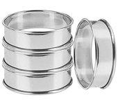 4 anillos para tartas de acero inoxidable, dobles y enrollados, para muffins ingleses, profesionales, para crumpet.