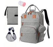 Mochila térmica grande USB para bebé, ideal para viajes [LIWEGHT], ideal para madres, con capacidad, impermeable, ligera, con bolsillo, unisex. gris