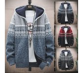 Abrigo estilo coreano con capucha y estampado de bloques de color para hombre - Otoño/Invierno XXXL
