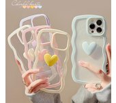 Funda de teléfono con forma de corazón de macarrón para iPhone 11, 13, 12 Pro Max, iPhone 14, 15 Pro Max, 12, 13 Pro Max, 15 Plus, 7, 8 Plus, 13 Pro, 14 Pro, anticaídas iPhone 15 Pro Max color rosa