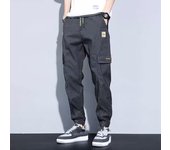 Pantalones casuales para hombre, pantalones deportivos holgados de pierna recta, pantalones de trabajo L negro