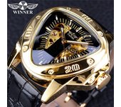 Winner Reloj mecánico automático con esfera grande y triángulo recortado informal a la moda para hombre