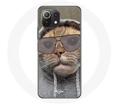 Coque pour Xiaomi Mi 11 Lite Chat avec une capuche photo drole Animaux