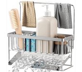 Escurridor de fregadero de acero inoxidable, soporte multifuncional para esponja de cocina, organizador de paños de cocina, ADM Black negro