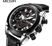 MEGIR Chronograph Reloj Deportivo Hombres Relojes de Pulsera de Cuarzo Creativos de Lujo Reloj Hombres Relogio Masculino 2065 Ejército Reloj de Pulsera Militar negro