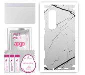 apgo Protective Skin Sticker for the back+sides compatible with Xiaomi Mi Note 10 Lite, Full Wrap Film, Foil, Vinyl - Pattern White Marble