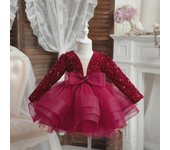 Vestido de princesa de manga larga para niñas para otoño/invierno: perfecto para cumpleaños, pasarelas, presentaciones de piano y eventos nocturnos. 120 cm verde