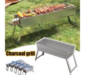 Parrilla de barbacoa al aire libre de acero inoxidable, estufa de carbón, portátil, plegable, de leña, para acampar, picnic y barbacoa.