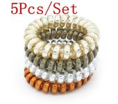 Elástico Arco Iris colorido teléfono cable banda para el cabello lazos banda cuerda Bobbles 5 unids/lote