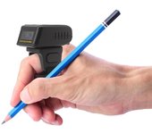 Escáner de código de barras 1D/2D/QR, lector de código de anillo portátil de mano, compatible con negro