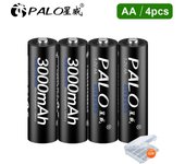 PALO 1,2 V NIMH AA batería recargable 3000mAh baja autodescarga HR6 AA NI-MH batería para cámara coche de juguete + caja de batería negro