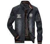 Chaqueta vaquera de invierno Hombres cálido espesar vellón elegante jeans casuales abrigos ropa exterior M