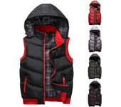 (Gran casa)Hombres Casual Invierno Cálido Cremallera Sin Mangas Chaleco Chaqueta Abrigo Outwear Tops Chaleco Con Capucha L verde del ejército