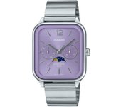 Casio Reloj de cuarzo analógico estándar con fase lunar, acero inoxidable y esfera morada MTP-M305D-6AV para hombre púrpura