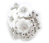 Bague Argent 'Floraison' Blanc 52