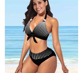 Traje de baño con cuello colgante para mujer Traje de baño tankini de bikini con estampado de cuadrícula negro S negro