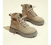 Botas de plataforma para mujer, botines de plataforma informales con cordones de cuero genuino retro para mujer, botas de plataforma antideslizantes para mujer 35 camello