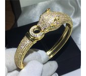 Pulsera de leopardo Mirco Pave 400 Uds diamante Zirconia piedra oro blanco lleno brazalete de compromiso para mujeres accesorios de boda oro