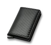 Tarjetero para tarjetas bancarias de crédito de identificación, billetera de marca de lujo para hombres, Anti Rfid, bloqueo protegido, cuero mágico, Mini billetera pequeña delgada para dinero marrón