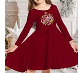 Vestido informal de manga larga con cuello redondo y estampado de letras de estrella en 3D para niña de primavera, vestido de princesa para niños 80 rojo