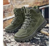 Botas básicas de moda para hombre, botas tácticas, botas tácticas de combate para el desierto, calzado de seguridad para el trabajo, botas de nieve de cuero, zapatillas de deporte informales con cremallera para exteriores para invierno 6.5 beige