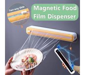 Nuevo dispensador de film para alimentos, dispensador de envoltura magnética con cortador, caja de almacenamiento, cortador de film estirable de aluminio, accesorios de cocina