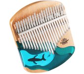 Hluru Kalimba Piano De Pulgar 21 Teclas Madera De Haya Pulgar Dedo Piano Instrumento Musical Portátil Azul