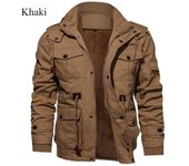 Abrigo cálido con capucha y forro polar para hombre, ropa de abrigo de otoño e invierno, chaqueta transpirable que combina con todo, cortavientos, chaqueta informal cargo de alta calidad M caqui