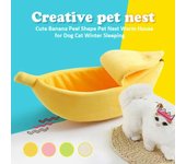 Nido para mascotas, bonita forma de plátano, suave y cómoda perrera para perros y gatos, mano de obra exquisita, nido para dormir, suministros para mascotas S color rosa