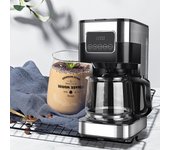 Cafetera de goteo de 10 tazas, máquina de café automática para moler y preparar, aluminio de 900W negro