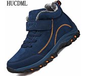 Botas impermeables de invierno para hombre, botas cálidas de ante de vaca para nieve para mujer, zapatos informales de trabajo para hombre, botines antideslizantes de alta calidad 36 negro