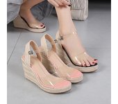 2025 Sandalias de tacón alto con cuña de verano para mujer, zapatos de fiesta de marca, sandalias de moda para damas, tacón de cuña de 9 cm, talla grande 42 D259 34 negro