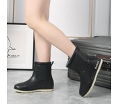 Botas de lluvia para mujer, botines impermeables de goma para días de lluvia 2024, nuevas botas cortas sin cordones para mujer, sólidas y cálidas a la moda. 36 color rosa