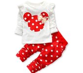 Conjuntos de ropa deportiva de algodón con lunares para niñas, camiseta, pantalones, trajes de 2 piezas 3M color rosa