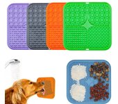 Alfombrilla de silicona para lamer para perros, plato de comida lenta para mascotas, distracción para el baño de perros, ventosa de silicona para perros, suministros para entrenamiento de comida para perros verde