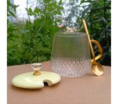 Taza de cristal transparente creativa, taza de café de gran capacidad, taza para leche, taza para desayuno, juego de agua para beber