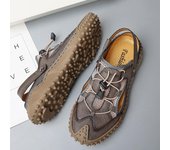 Sandalias de cuero hechas a mano de verano para hombres de moda Zapatos casuales Zapatillas cómodas 38 marrón