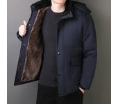 Chaqueta cortavientos de invierno para hombre, acolchada de algodón, Parka gruesa y cálida, sombrero forrado de Cachemira, chaqueta acolchada de algodón extraíble M negro