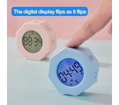 Mini temporizador digital Octágono portátil Control táctil Pantalla LED Voltear Sensor de gravedad Gestión del tiempo recargable Cuenta regresiva Estudiante de cocina blanco