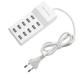 10 puertos USB estación de carga rápida adaptador de corriente teléfono tableta cargador de cámara Hub EU Plug blanco