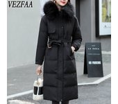 VEZFAA Chaquetas y abrigos de manga larga con estampado de colores sólidos para otoño e invierno a la moda para mujer Abrigos de plumas XS